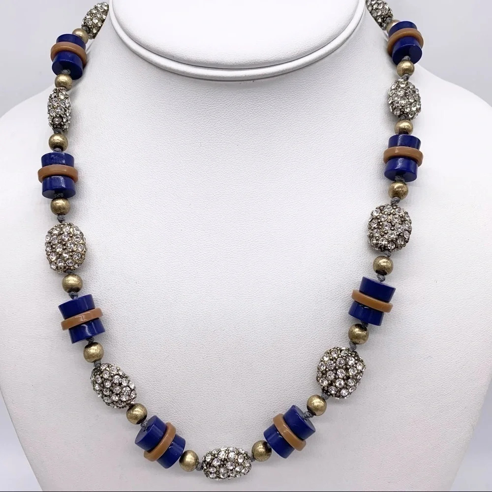 J. Crew Blue Beaded and Jeweled Necklace